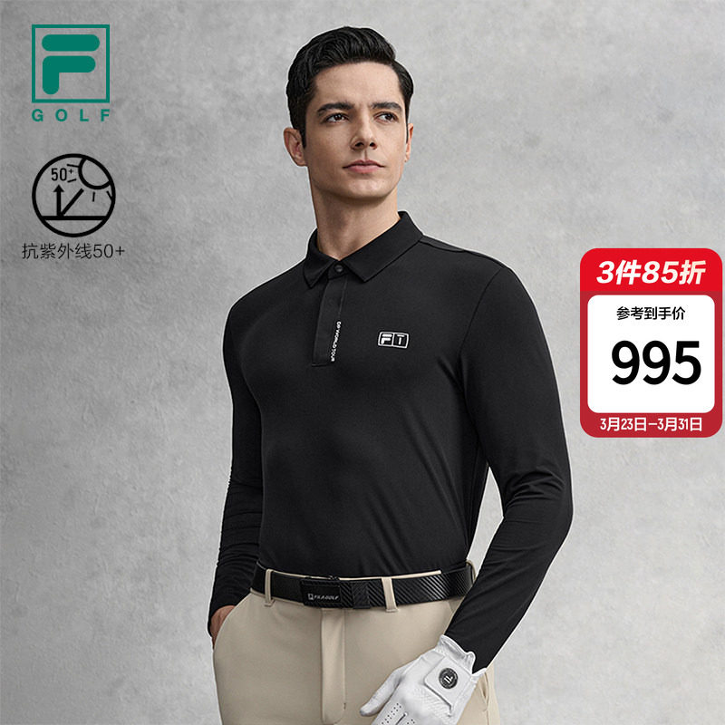 FILA 斐乐官方男子针织长袖POLO衫2026春新款高尔夫运动