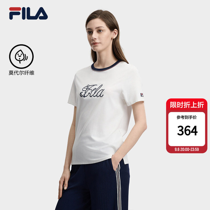 斐乐针织T丨FILA斐乐短袖T恤26夏季女士休闲简约刺绣上衣百搭通勤