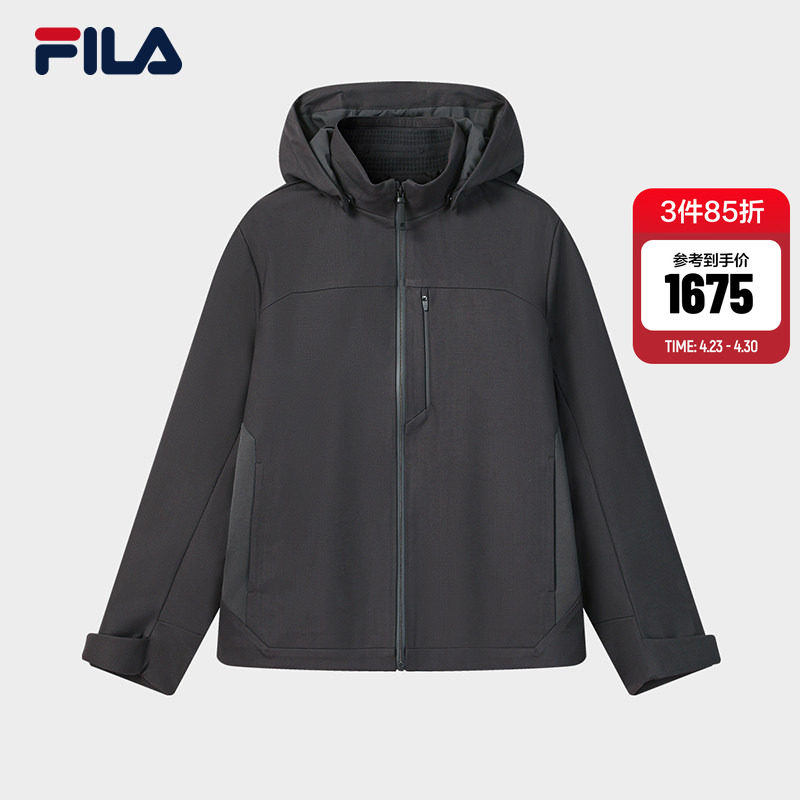 FILA MILANO斐乐官方男梭织外套26春新款时尚休闲连帽绵羊毛上衣