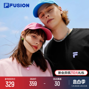 FUSION斐乐潮牌情侣运动T恤2024年新夏宽松多彩纯棉上衣男女 FILA