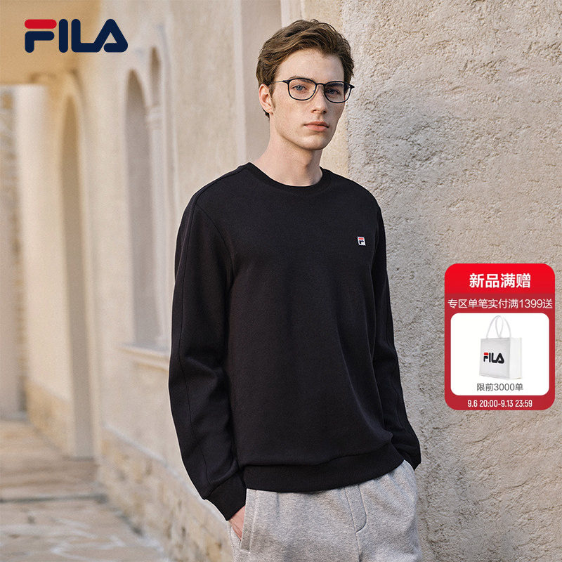 斐乐通勤卫衣丨FILA男士卫衣秋季款圆领商务休闲长袖套头衫运动