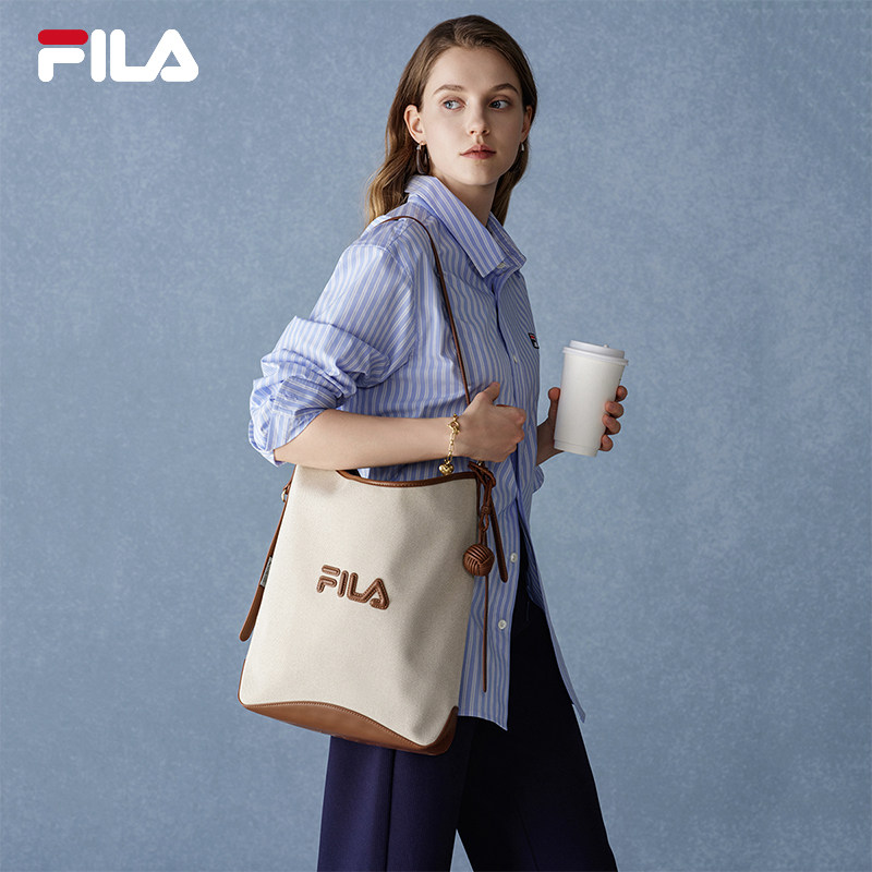 单肩包|FILA 斐乐官方女包提包新款电脑休闲大容量挂件水桶斜挎