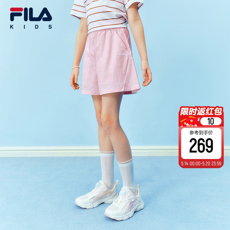FILA KIDS斐乐儿童梭织五分裤2026夏季款女大童休闲梭织