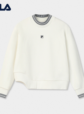 FILA Emerald斐乐女子套头卫衣2025冬季新款宽松加绒针织长袖上衣