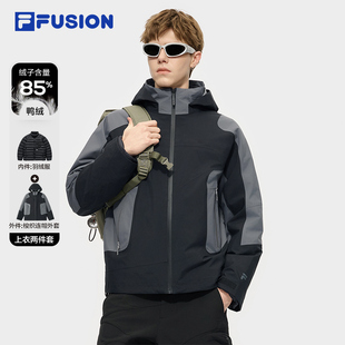 宽松外套 FUSION斐乐潮牌羽绒服两件套男2025冬新款 章昊同款 FILA