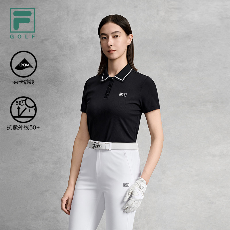 FILA 斐乐官方女子针织短袖POLO衫2026夏新款高尔夫运动