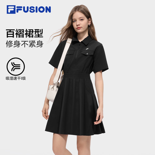斐乐潮牌女子梭织连衣裙