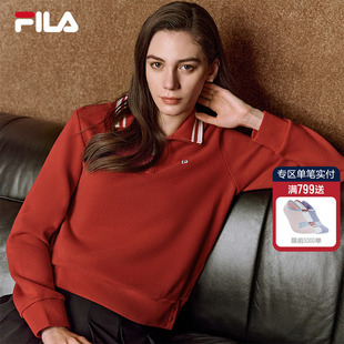 休闲舒适针织长袖 时尚 上衣 斐乐官方女子套头卫衣2026春新款 FILA