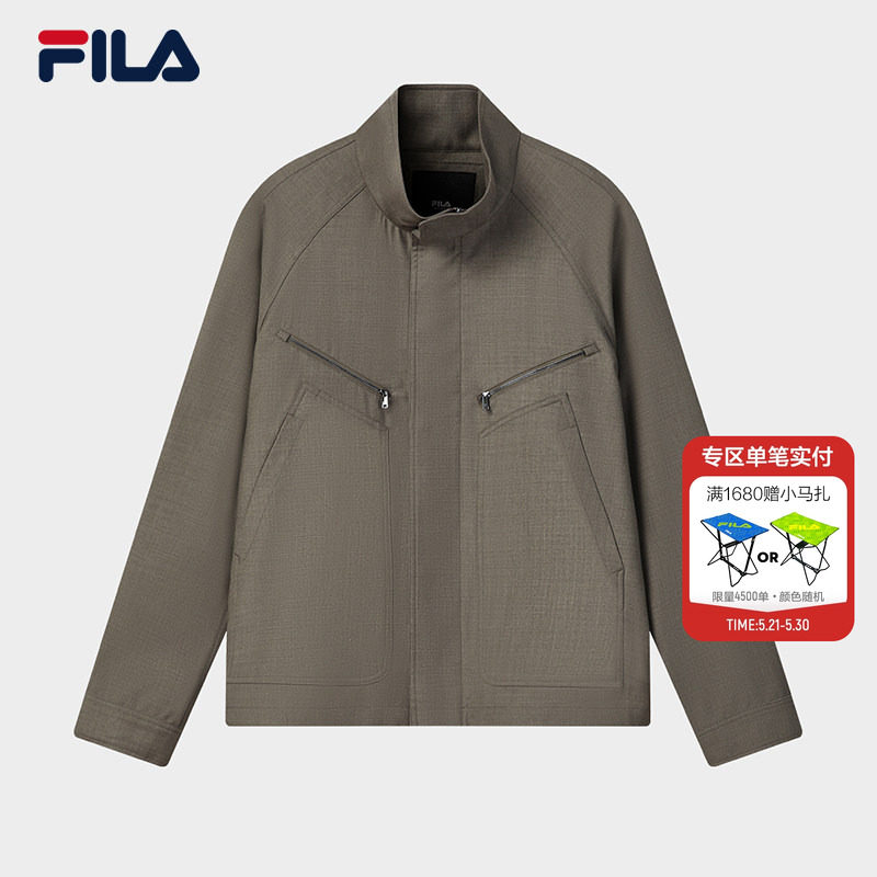 FILA MILANO斐乐官方男梭织外套26夏新款简约休闲宽松绵羊毛上衣