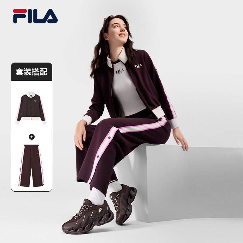 FILA斐乐官方长袖运动套装女春季新款休闲外套裤子跑步健身训练服