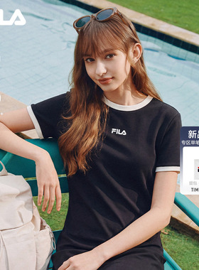 FILA 斐乐官方女子连衣裙2026夏季新款时尚休闲防晒运动修身T恤裙