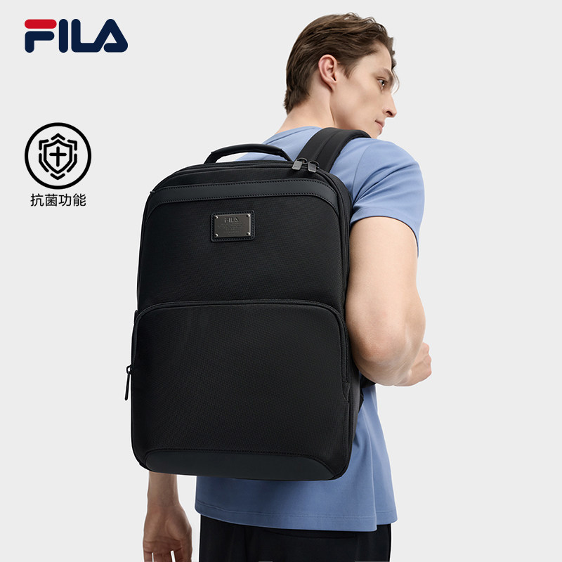 双肩包|FILA 斐乐官方男子背包黑色休闲商务通勤出差包百搭旅游包