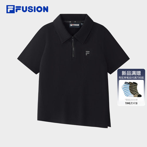 FILA FUSION斐乐潮牌女子针织短袖衫2026秋季新款简约修身POLO衫