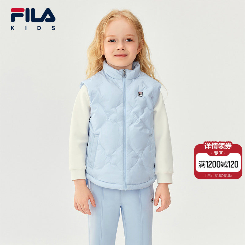 FILA KIDS斐乐童装女小童羽绒马甲2025冬季新款儿童运动