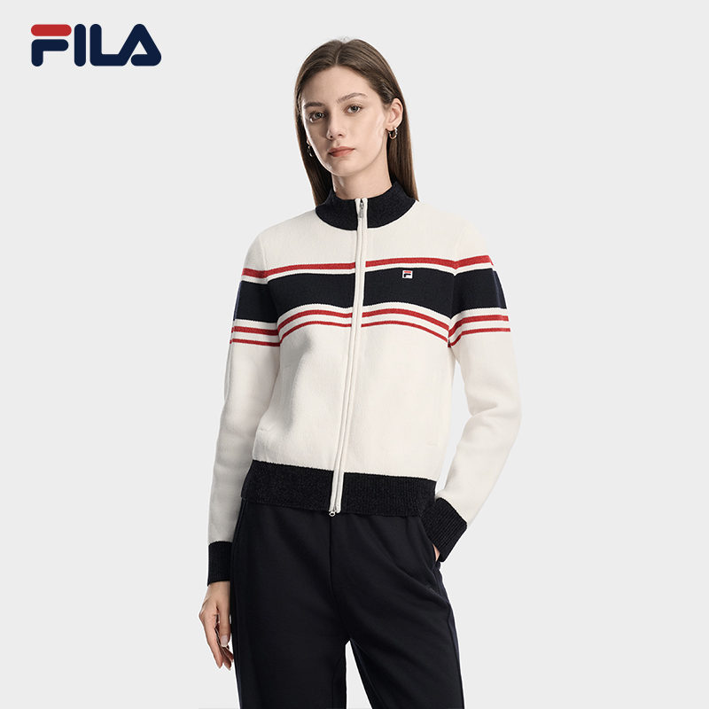 FILA斐乐官方长袖编织羊毛外套女