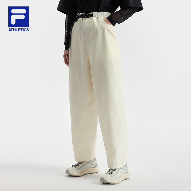 FILA 斐乐官方女士梭织长裤2025秋季新款户外运动简约宽松直口裤