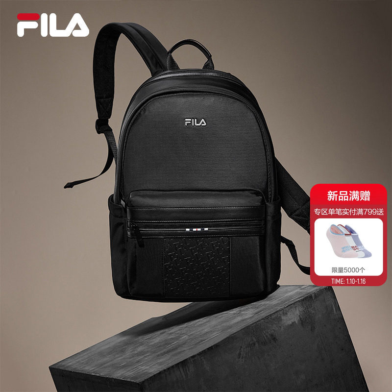 风行者|FILA 斐乐官方男士背包新款黑色休闲电脑包书包商务双肩包