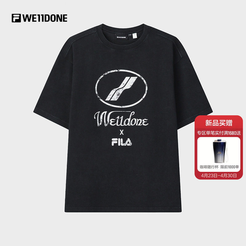 FILA x WE11DONE斐乐情侣针织短袖男2026夏新款时尚休闲百搭女T恤