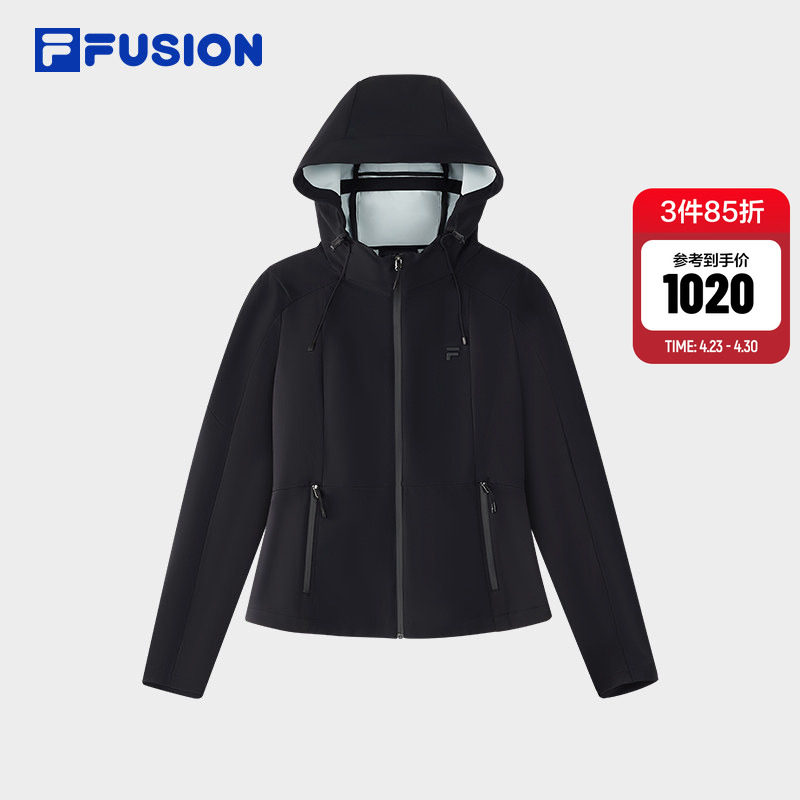FILA FUSION斐乐潮牌梭织外套女2026春新款休闲百搭基础连帽上衣
