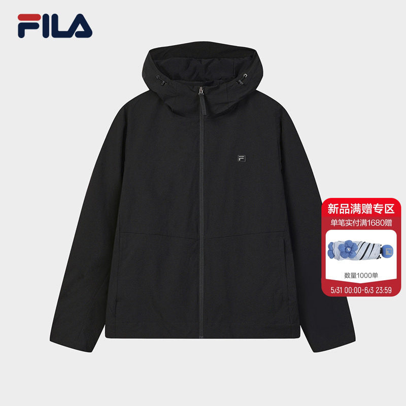 FILA 斐乐官方男梭织上衣26夏新款舒适休闲简约百搭轻薄连帽外