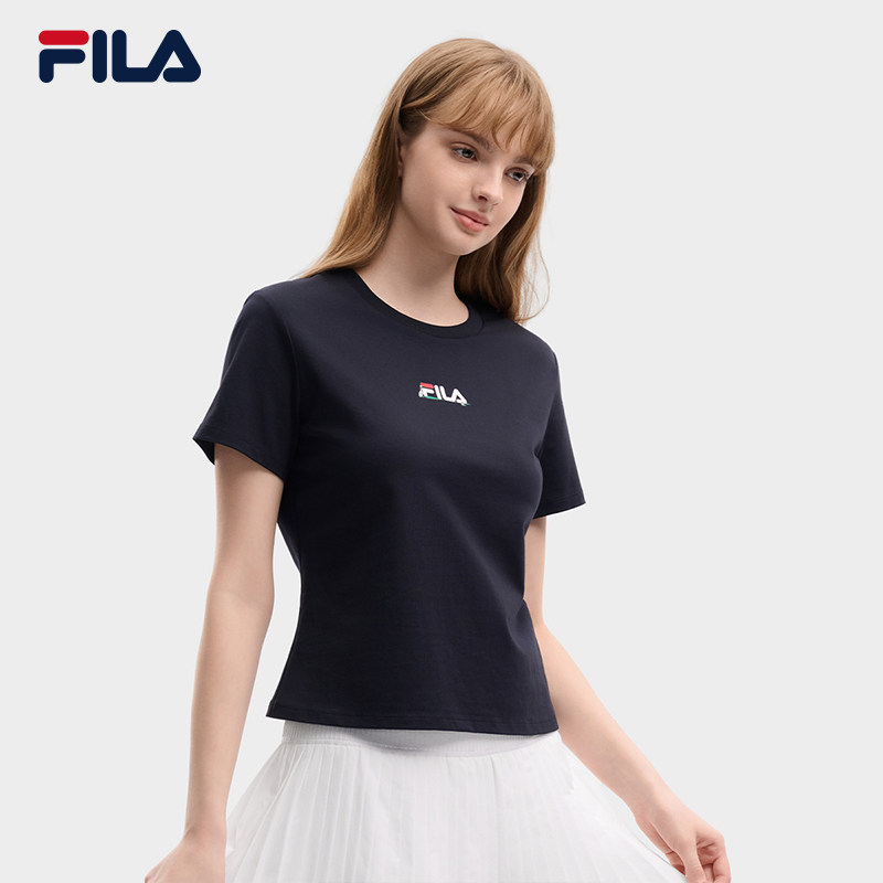 斐乐网球随型T│FILA女子短袖衫26秋季新款正肩纯棉修身短款上衣