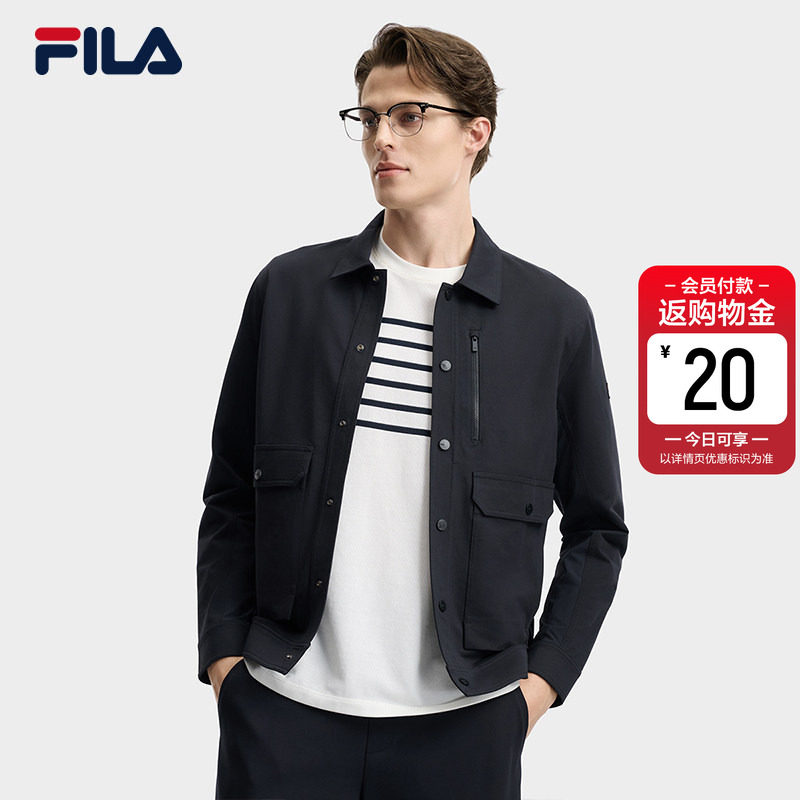 FILA斐乐官方男针织长袖外套2026夏新款工装商务休闲行政夹克上衣