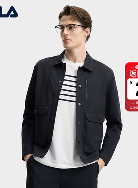 FILA斐乐官方男针织长袖外套2026夏新款工装商务休闲行政夹克上衣