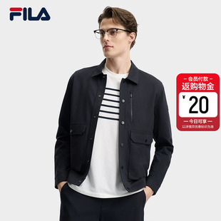 商务休闲行政夹克上衣 工装 FILA斐乐官方男针织长袖 外套2026夏新款