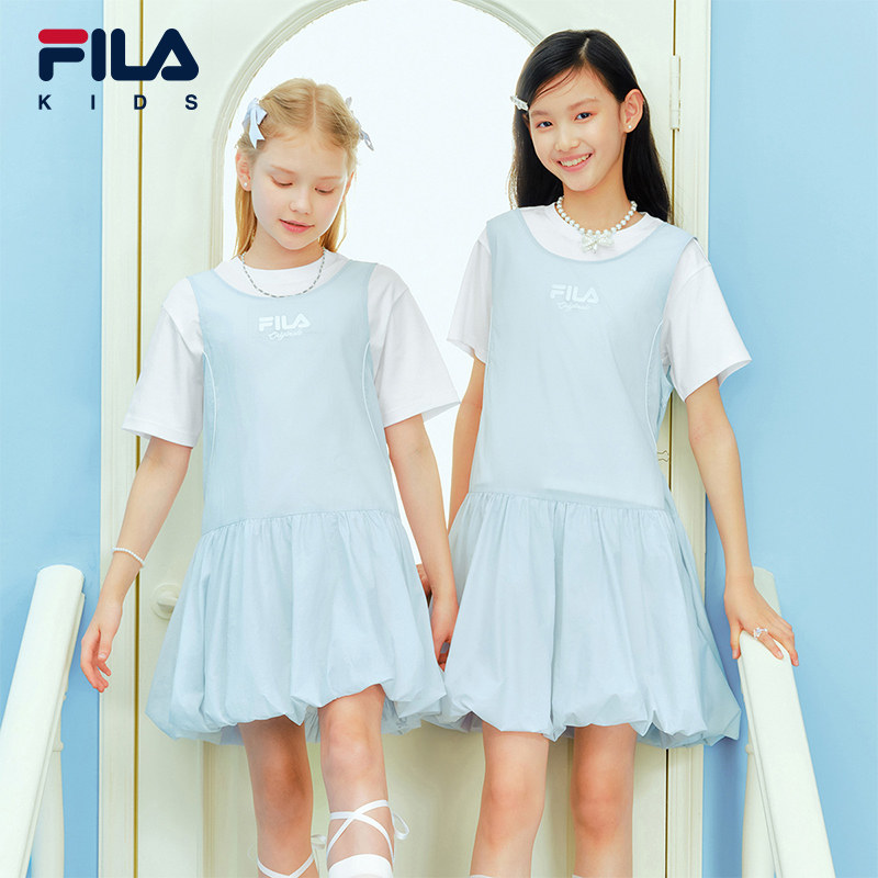 FILA KIDS斐乐童装儿童连衣裙两件套夏季款女童裙子芭蕾泡泡