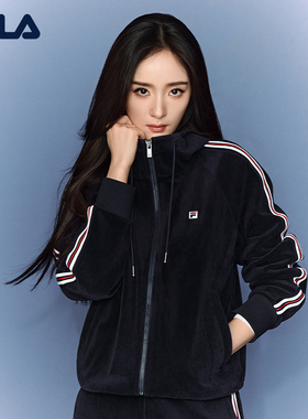 杨幂同款FILA斐乐官方女针织连帽外套26春新简约时尚休闲舒适上衣