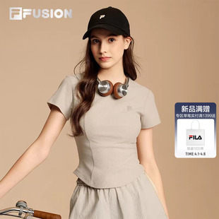 2026夏季 FILA FUSION斐乐潮牌女子针织短袖 衫 简约紧身运动T恤 新款