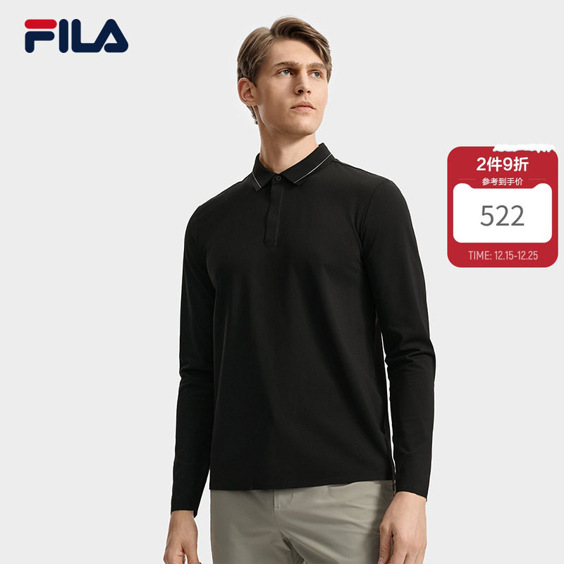 王阳同款 FILA 斐乐官方男子针织长袖POLO衫2025秋季新款商务上衣