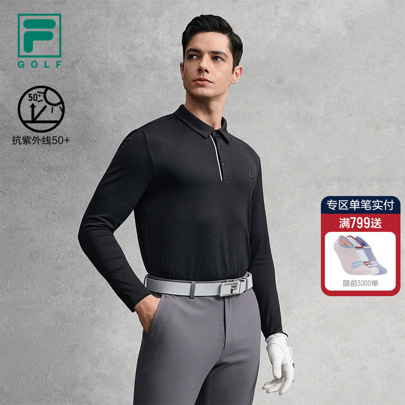 FILA 斐乐官方男子针织长袖POLO衫2026春新款高尔夫运动