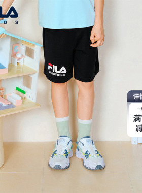 FILA KIDS斐乐童装儿童透气针织五分裤夏季款男女大小童休闲短裤