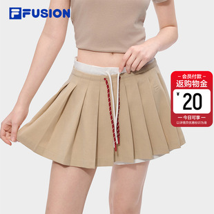 休闲双腰头百褶裙短裤 FILA 时尚 女2026夏新款 FUSION斐乐半身裙裤