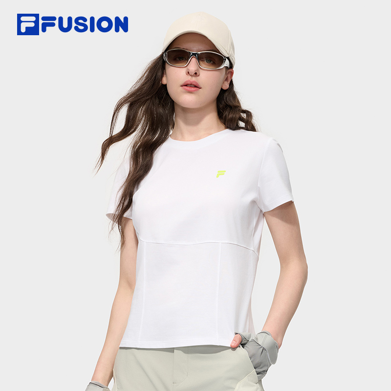 FILA FUSION斐乐潮牌女子针织短袖衫2025秋季新款凉感速干基础T恤