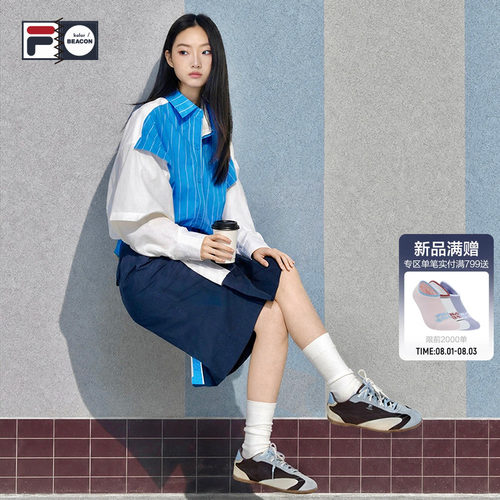 FILA x kolor/ BEACON斐乐官方女短袖衬衫2026秋新款时尚休闲上衣