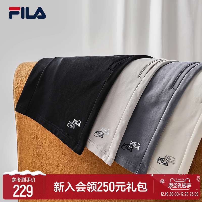FILA斐乐运动短裤男士2023夏季新款纯棉美式休闲中裤复古毛圈裤子