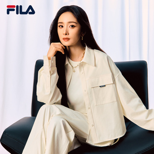 FILA斐乐官方女梭织长袖 百搭通勤宽松衬衫 衫 时尚 26春新款 杨幂同款