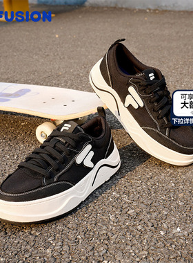 章昊同款 FILA FUSION斐乐男鞋厚底帆布鞋运动鞋轻便百搭板鞋女鞋
