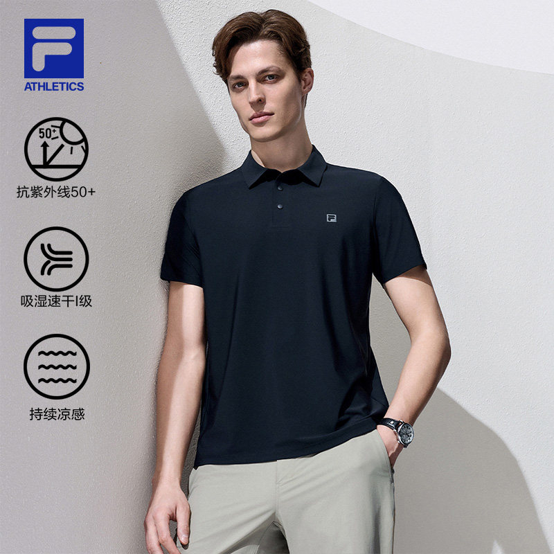 吸湿速干凉感防晒|FILA斐乐男士运动T恤衫2026夏季新翻领P