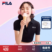 FILA 斐乐女子短袖POLO衫2024夏季新款短版透气修身显瘦翻领T恤女