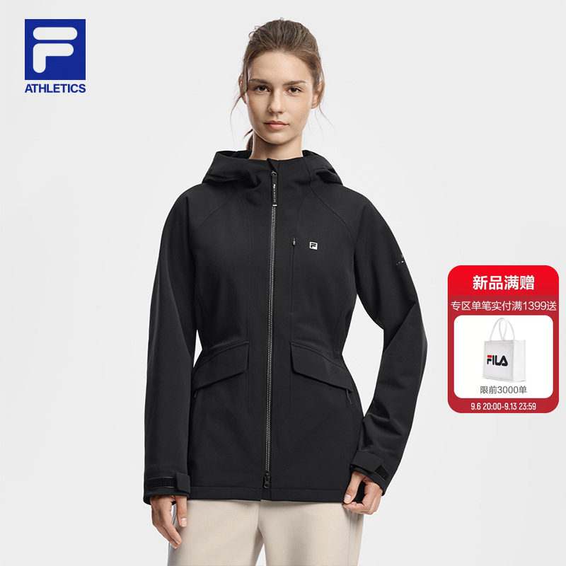 FILA斐乐运动外套26冬季新款女健身保暖收腰显瘦修身连帽瑜伽上衣