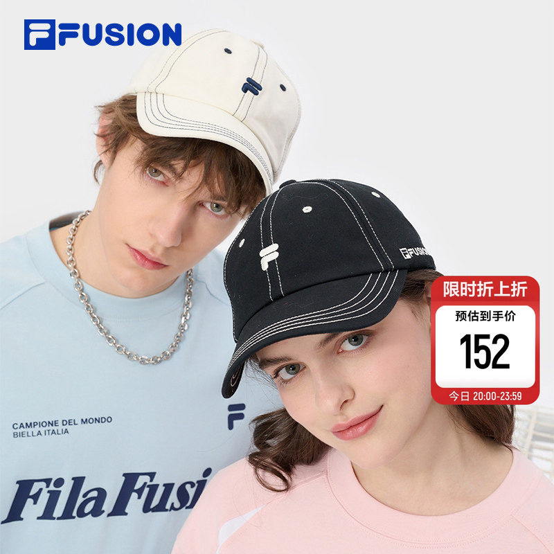 FILA FUSION斐乐官方男女同款白白帽棒球帽运动帽鸭舌帽子