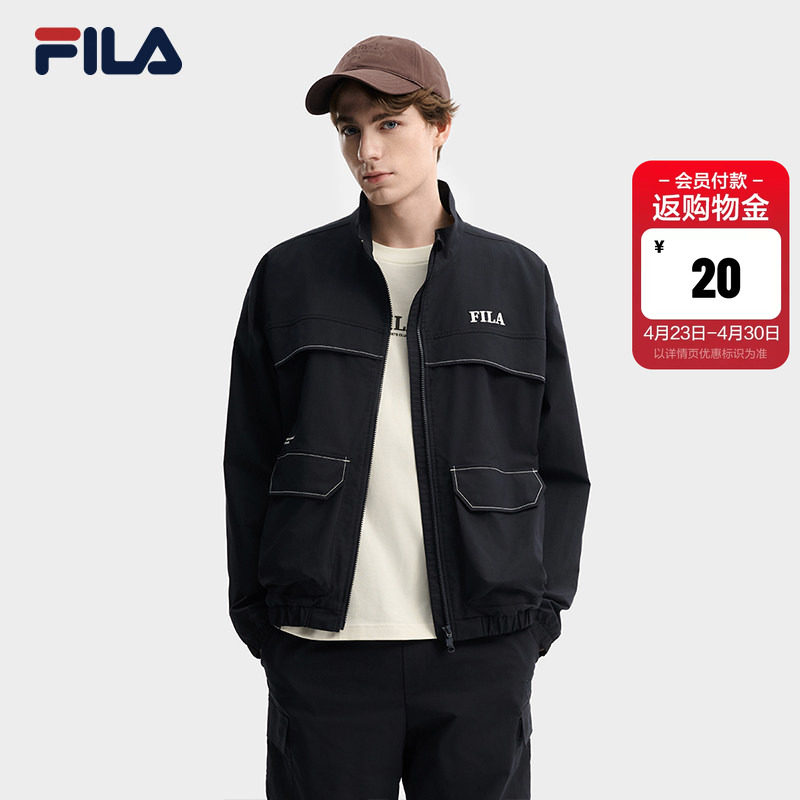 FILA 斐乐官方男士梭织外套2026春新款休闲宽松百搭立领工装夹克