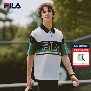 休闲拼色上衣 FILA斐乐官方男子大满贯POLO短袖 POLO衫 2025秋季 新款