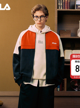 FILA 斐乐官方男针织毛呢上衣26春新款休闲宽松保暖新年红色外套