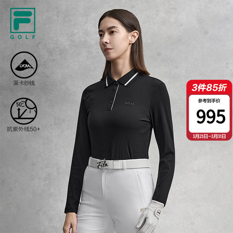 FILA 斐乐官方女子针织长袖POLO衫2026春新款高尔夫运动