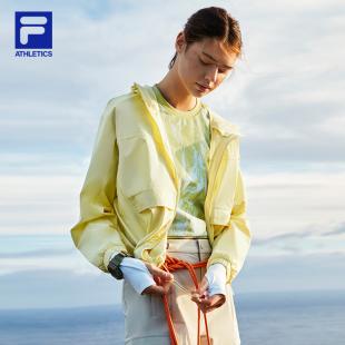 斐樂官方女梭織外套25夏新款 FILA 輕薄戶外運動簡約寬松連帽上衣