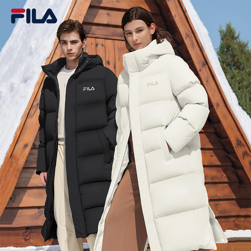 FILA斐乐官方情侣羽绒服2025冬季新款面包服长款宽松保暖运动外套